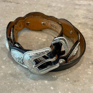 Justin Boots Scalloped Concho Leather Belt Size 32